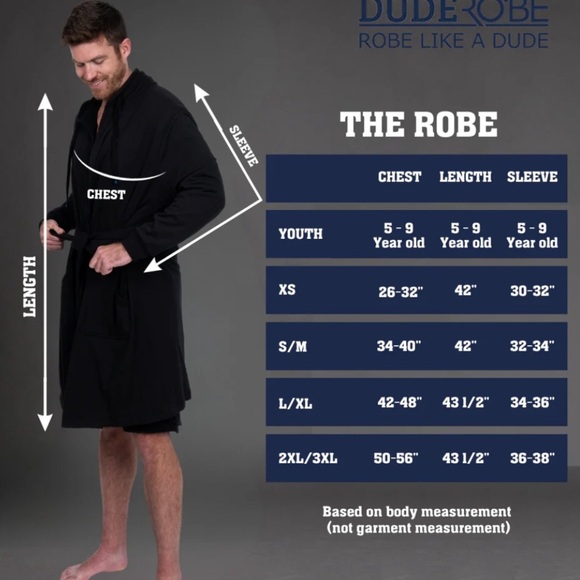The Duderobe Men’s Luxury Hooded Bathrobe Size Large XL New Blue - Picture 9 of 9